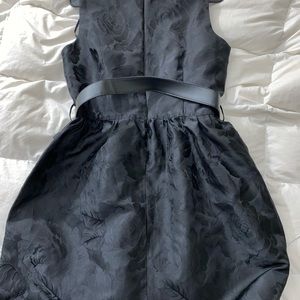 Black floral print midi dress